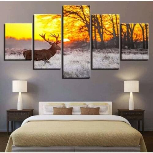 HD Print 5pcs art deer animal Painting on Canvas home decor wall art Print picture living room kids wall decor painting No Frame