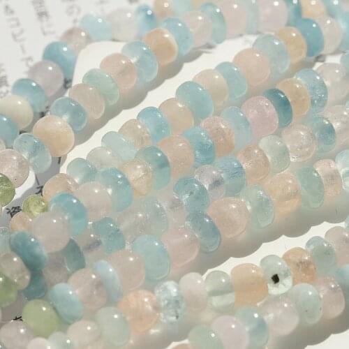AA LOOSE BEADS Morganite roundel smooth 5-6mm wholesale for DIY jewelry necklace 40cm
