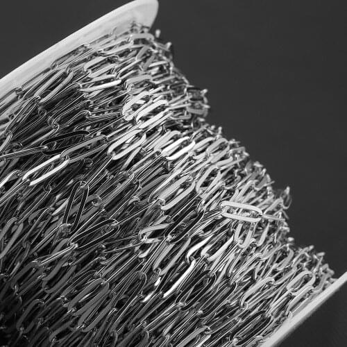 Semitree 1 Meter Stainless Steel Flat Chain Gold Oval Link Chains DIY Wallet Chain Necklace Jewelry Making Handicraft Supplies