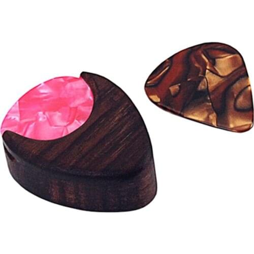 Guitar Pick Storage Box Case Wooden Portable Musical Instrument Accessories SEC88