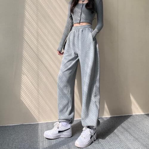 HOUZHOU Gray Joggers Women Harem Pants Harajuku High Waist Casual Black Sports Trouser Korean Style Loose Solid Color Sweatpants