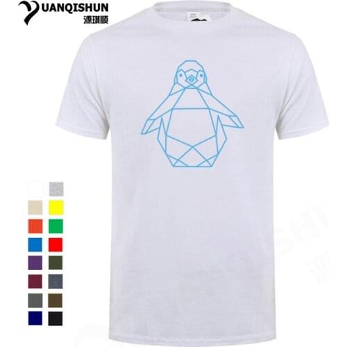 Cute Geometric Penguin Printing T-shirt Minimalistic Polygonal Line Penguins Tshirt Animal T Shirts Top Quality Cotton Tee