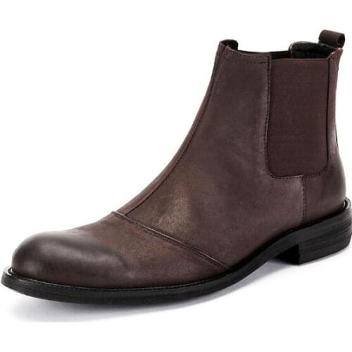 Geniune leather cowide Chelsea Boots Cow Suede Leather Half Martin Boots British Style High top Short Cargo Boots