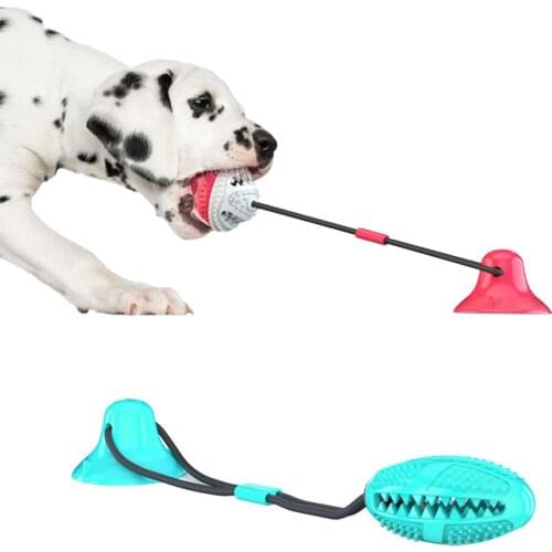Pet Toys Silicon Suction Cup Tug dog toy Pet Tooth Cleaning large Dog Biting Toy Push Ball Leakage Food Toy Toothbrush for Puppy