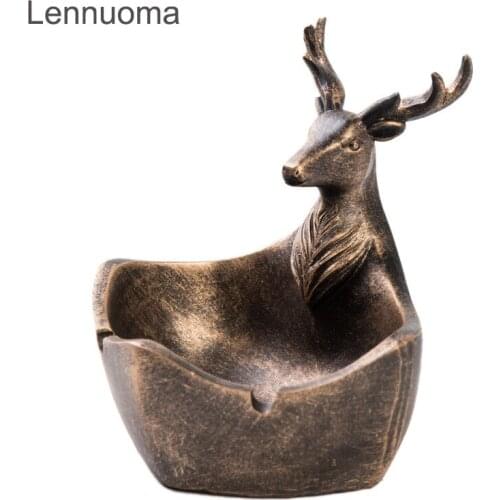 Lennuoma Personality Resin Crafts Animal Ashtray deer Sculpture Statue Container Office Home Decoration Bar Ornament Crafts