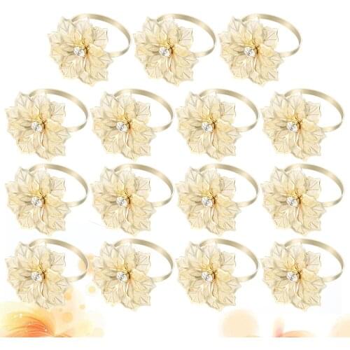 15pcs Exquisite Napkin Rings Hotel Flower Design Napkin Holders Restaurant Dedicated Serviette Buckles for Wedding Banquet Party