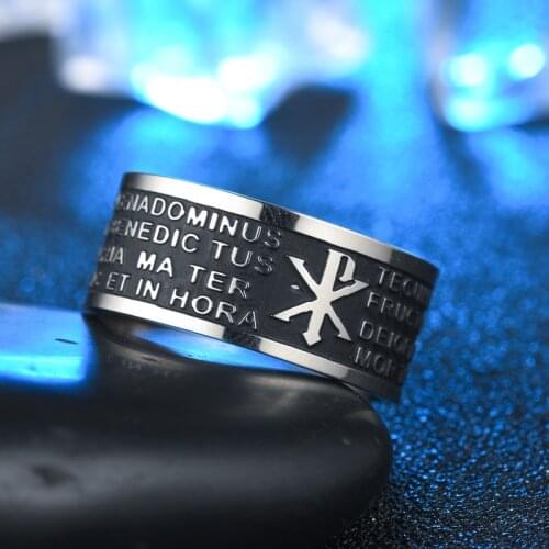 10mm Titanium Rings Hail Mary Scripture Bible Letters Vintage for Men and Women Personalized Ring Customize Ring Engraved Ring