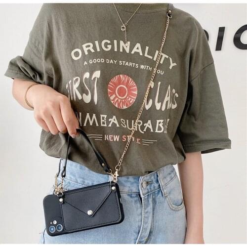 Leather Card Slot With Shoulder Strap Phone Case For huawei p40 p40pro p40lite p30 p20pro p10 p30lite Lanyard Crossbody Wallet