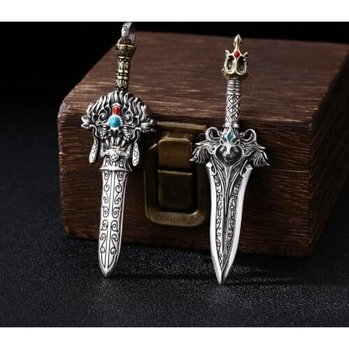 New 100% real s925 pure silver sword pendant mfor man Puba King Kong sword shape pendant retro style handmade silver man pendant