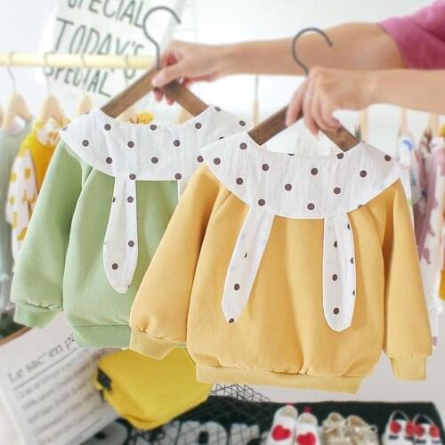Hot Sale Baby Girls Sweatshirt Classic Delicate Winter Thicken Baby Girls Long Sleeve Lotus Collar Fleece Warm Cute Sweatshirt