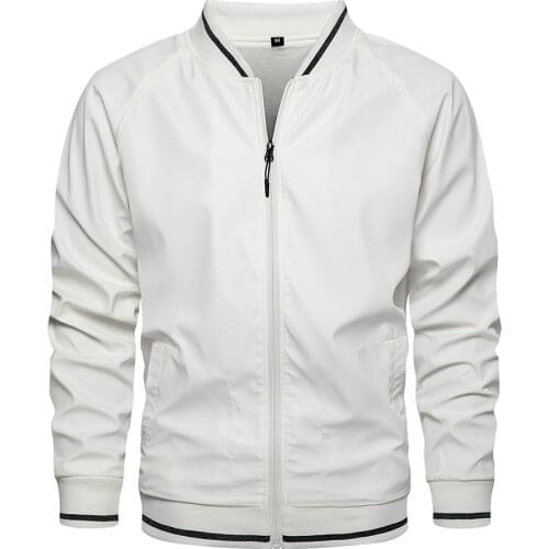 Mens Thin Jacket Trendy Casual Sports All-match Baseball Uniform Long Sleeve Stand Collar Printed Zipper Cardigan