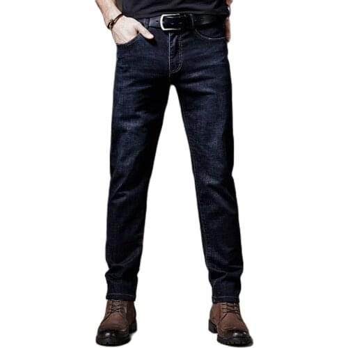 2021 Mens straight solid color denim high-end business casual pants mens thin stretch long pants
