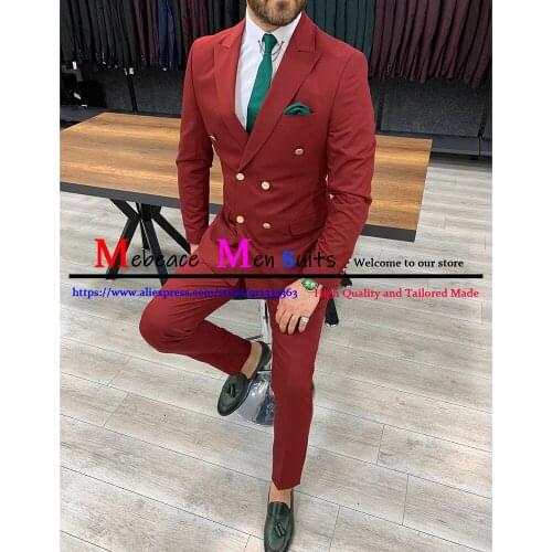 Mens Suit Slim Fit Luxury Male Blazers 2 Pieces Business Formal Suit Wedding Party Tuxedo Male Suits Double Breasted Party Suit