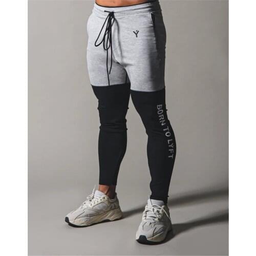 2021 New Brand Tight Pants Mens Gym Fitness Splicing Fitness Pants Mens Running Trousers Jogging Trousers Mens Training Trous