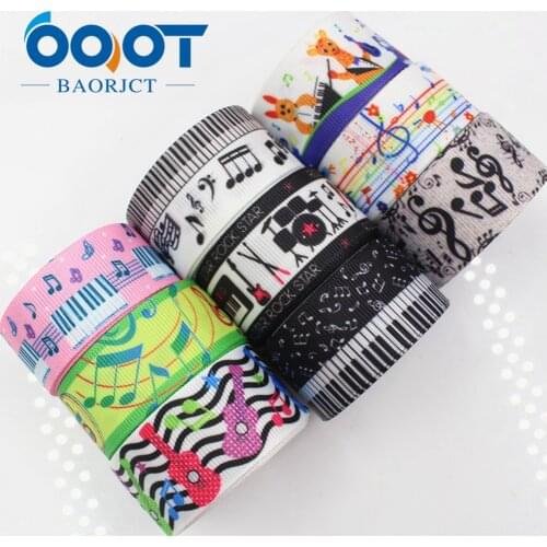 OOOT BAORJCT 175225 , 22MM music series Printed grosgrain ribbon, DIY handmade Hair accessories Material wedding gift wrap