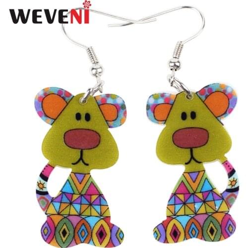 WEVENI Original Acrylic Drop Dangle Cute Long Puppy Dog Earrings Bijoux Trendy Animal Jewelry For Women Girl Wholesale