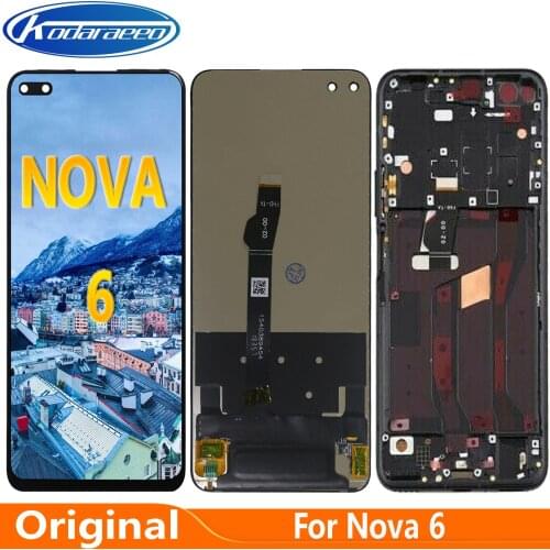 Original With Frame Screen 6.57" For Honor Nova 6 LCD Glass Display Touch Digitizer Screen WLZ-AL10 WLZ-TL10 Replacement