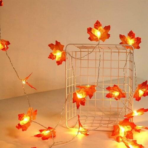 New Autumn Decoration 1.5m 10LED Artificial Autumn Leaves Maple Leaves Fall Garland String Light Decor Halloween Christmas
