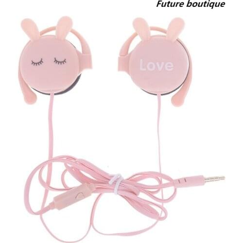 Cartoon Cute Rabbit Sport Wired Super Bass Noise Reduction 3.5mm Earphone Earbud With Built-in Microphone Hands Free