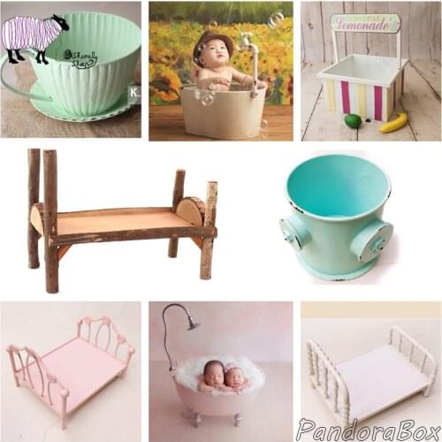 Baby Photo Shoot Iron Bed Bathtub Newborn Photography Props Infant Kids Shoot Basket fotografia Accessories Baby fotoshoot Prop
