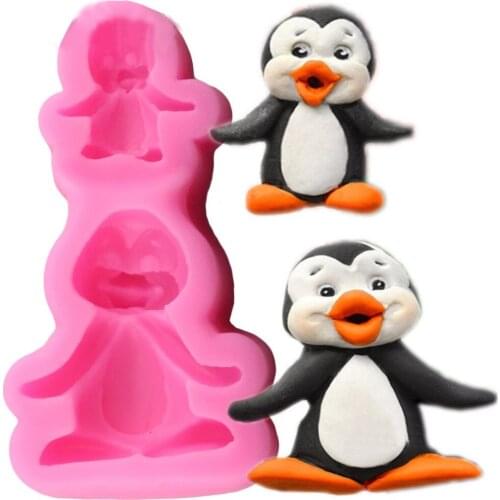 2 Holes Penguin Shaped Chocolate Mold Silicone Mold for Confectionery Chocolate Fondant Cake decoration baking Tools