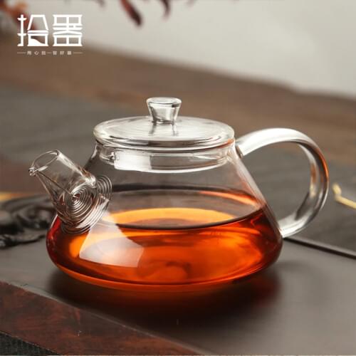 Glass teapot high temperature resistant single bubble teapot household Kungfu small teapot thickened kungfu tea set purple clay