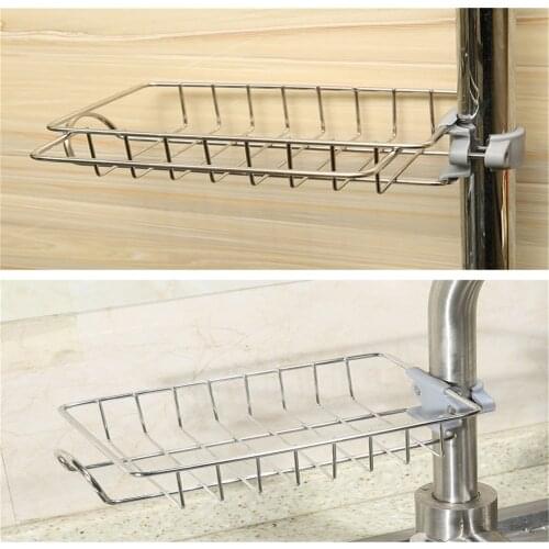 Stainless Steel Faucet Rack Kitchen Storage Shelf Sponge Dish Cloth Finishing Rack Drain Rack Pool Rag Storage Drain Dry Rack