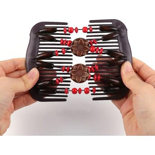 Vintage Elastic Hairpin Modeling Comb Fashion Hair Bun Maker Braid DIY Tool Women Stretch Beaded Styling Magic Brush