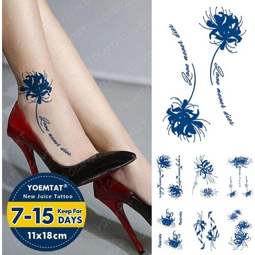 Juice Ink Tattoos Body Art Lasting Waterproof Temporary Tattoo Sticker Totem Lotus Flowers Tatoo Arm Fake Goldfish Tatto Women