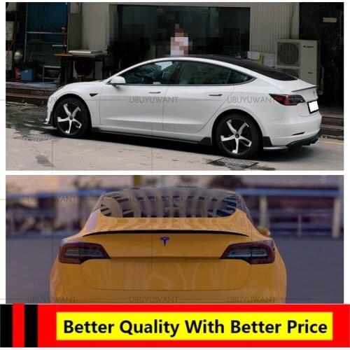 For Tesla Model 3 2017-2020 Carbon Fiber Rear Boot Wing Spoiler Rear Roof Spoiler Wing Trunk Lip Boot Cover Car Styling