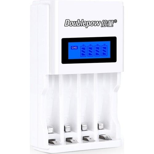 Doublepow battery charger 4 slots can charge 1-4 batteries AA, AAA rechargeable battery Smart battery charger LCD charger