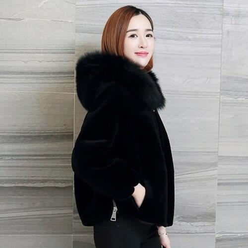 Coat Short Black Faux Women Jackets Woman Winter 2020 Artificial Sheep Shearing Fur Coats Manteau Femme Hiver KJ207