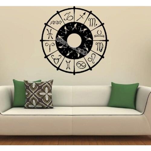 Zodiac Wheel Sign Wall Stickers Spirit Astronomy Science Symbols Wall Decal Sun and Moon Astrology Yin Yang Decal poster EB431