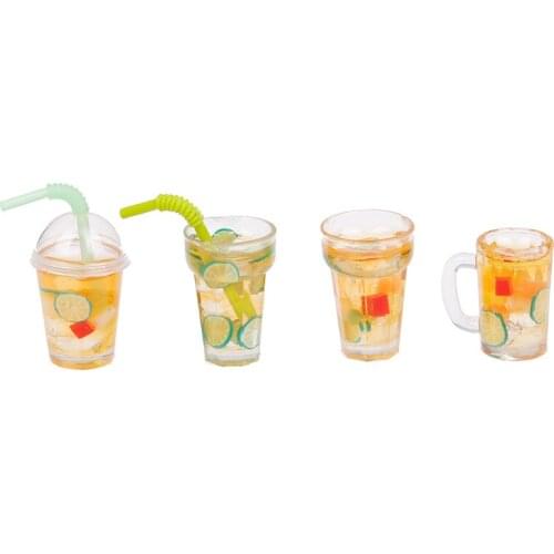 1/12 Dollhouse Miniature Mini Resin Fruit Tea Cup Simulation Miniature Drinks Model Toy Doll Home Decoration Accessories