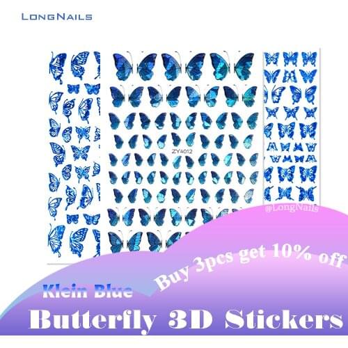 2021 KLEIN BLUE Butterfly 3D Sticker Nail 1pcs Holographic Self-Adhesive Wing 8*10cm Pixel Polychrom Butterfly Nail Sticker D147