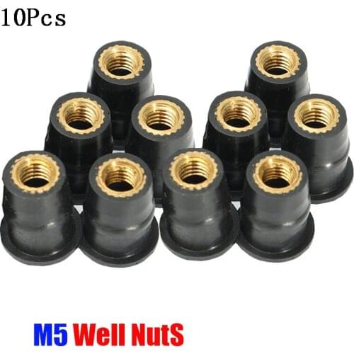 10Pcs M5 5mm Metric Rubber Well Nuts Windscreen Windshield Fairing Cowl Fastener For Honda For Suzuki Auto Motorbike Off-road