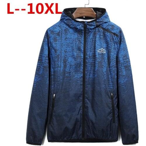 10XL 8XL Men Sportwear Jacket Spring Autumn Thin Military Windbreaker Hooded Zipper Jackets Mens Outwear Sunscreen Coats jaqueta