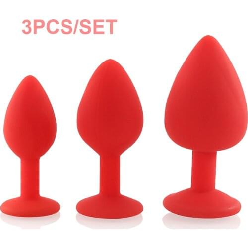 3PCS/SET Diamond Anal Plug Prostate Massager Butt Plugs Back Court Silicone Red Anal Beads Sex Toys for Women Men Adult Supplies