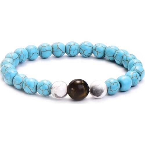 8mm Natural Beads Bracelet Set Couple Green & White Lava Stone Stretch Bracelets Women or Mens Jewelry Lovers' Gift Wholesale