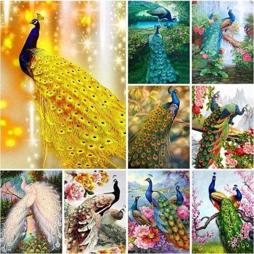 DIY Peacock 5D Diamond Painting Full Round Drill Mosaic Bird Diamond Embroidery Cross Stitch Kits Home Decor Christmas Gift