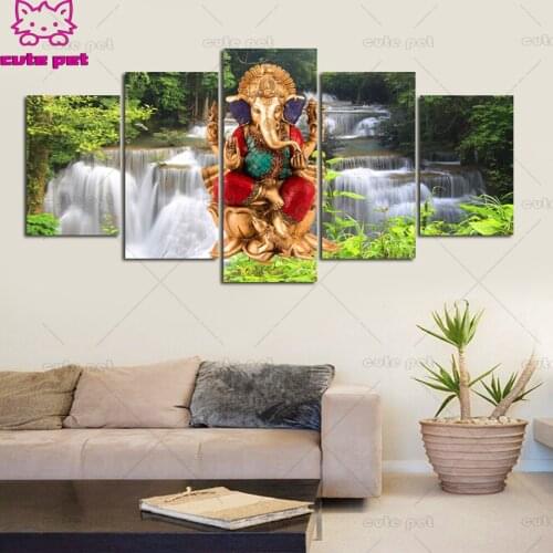 5 Pieces India Elephant God Painting 5D DIY Full Square Diamond Painting Cross Stitch 3D Diamond Embroidery Rhinestone Mosaic