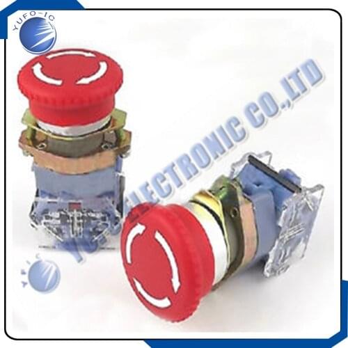 Free Shipping One Lot 1Pcs Self-locking Emergency Stop Switch Push Button LA39-11ZS Silver Point AK