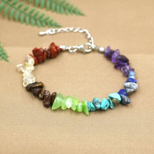 Stone Debris Bracelet Natural Stone Chips Bracelet For Women 7 Colors Chakra Reiki Healing Energy Men Women Bracelets Jewelry