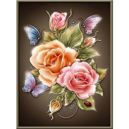 Flowers Rose DIY Embroidery Cross Stitch 11CT Kits Needlework Craft Set Printed Canvas Cotton Thread Home Dropshipping