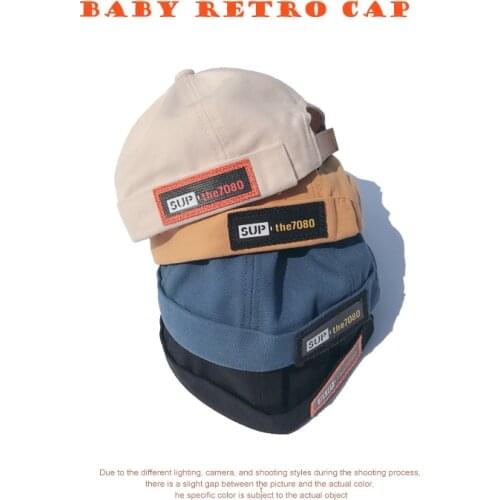 Baby Vintage Cap Brimless Hat Solid Color Literary Landlord Sailor Cap Street Trend Melon Leather Beanie Hats Retro Beanie Hat