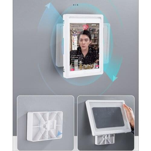 Home Wall Hanging Rotating Bracket Free Punch Shower Kitchen Watch Drama Ipad Phone Storage Box Touch Screen Sealing Shell