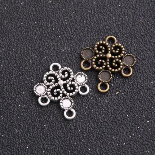 6pcs 23*26mm Two Color Zinc Alloy Necklace Charm Jewelry DIY Hollow Flower Connector Pendant Necklace