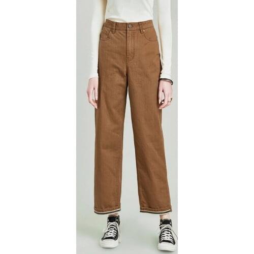 HAVVA 2020 Early Autumn New DENIM Double Ply Cotton Wide-leg Jeans K5842