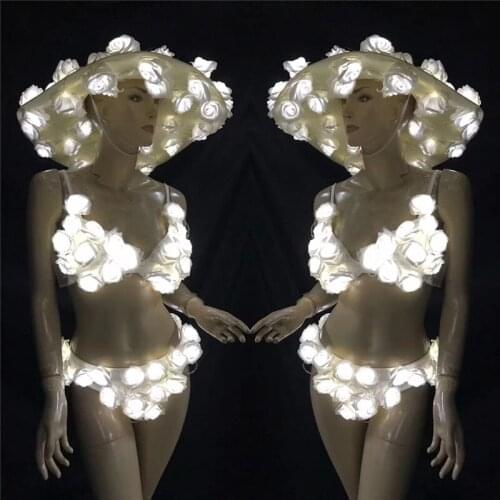 EC52 LED costumes ballroom dance singer stage wears party Christmas bikini dress show models performance club cloth dj outfit ds