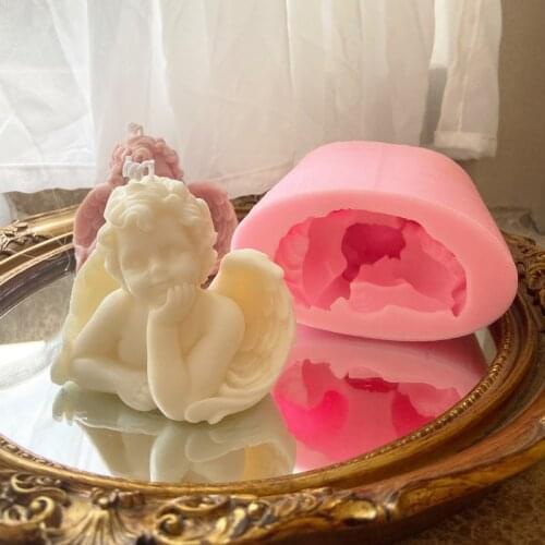 Handmade Aromatherapy Candle Mold 3D Three-dimensional Little Angel Candle Homemade Decoration Gypsum Cake Baking Silicone Mold